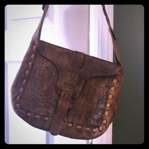 Vintage tooled shoulder bag boho